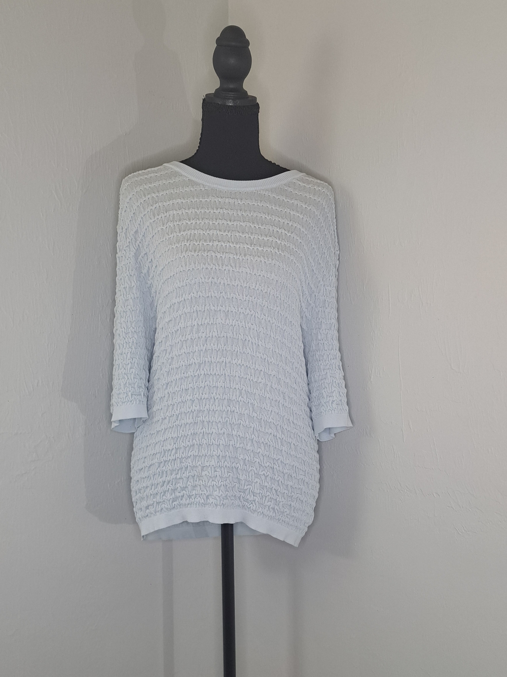 Marled Light Blue Slinky Textured Knit Women's Sweater